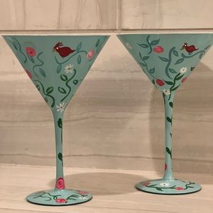 Hand Painted Martini Glasses  - Set of 2